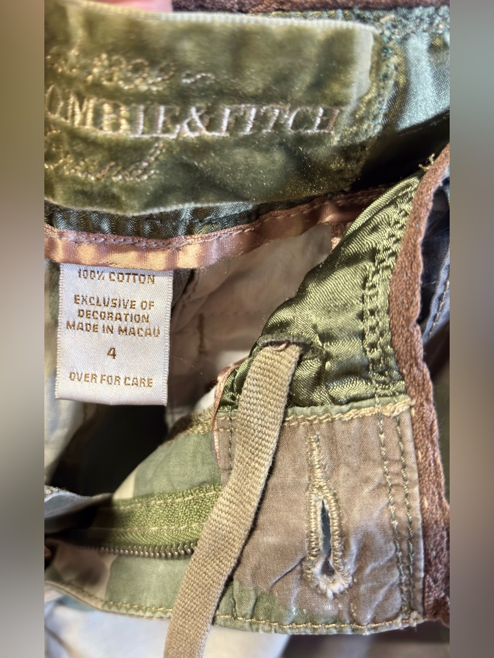 Vintage Y2K Abercrombie Camo Paratroopers Stitching Velvet Patchwork SZ 4 Unisex - Picture 5 of 14